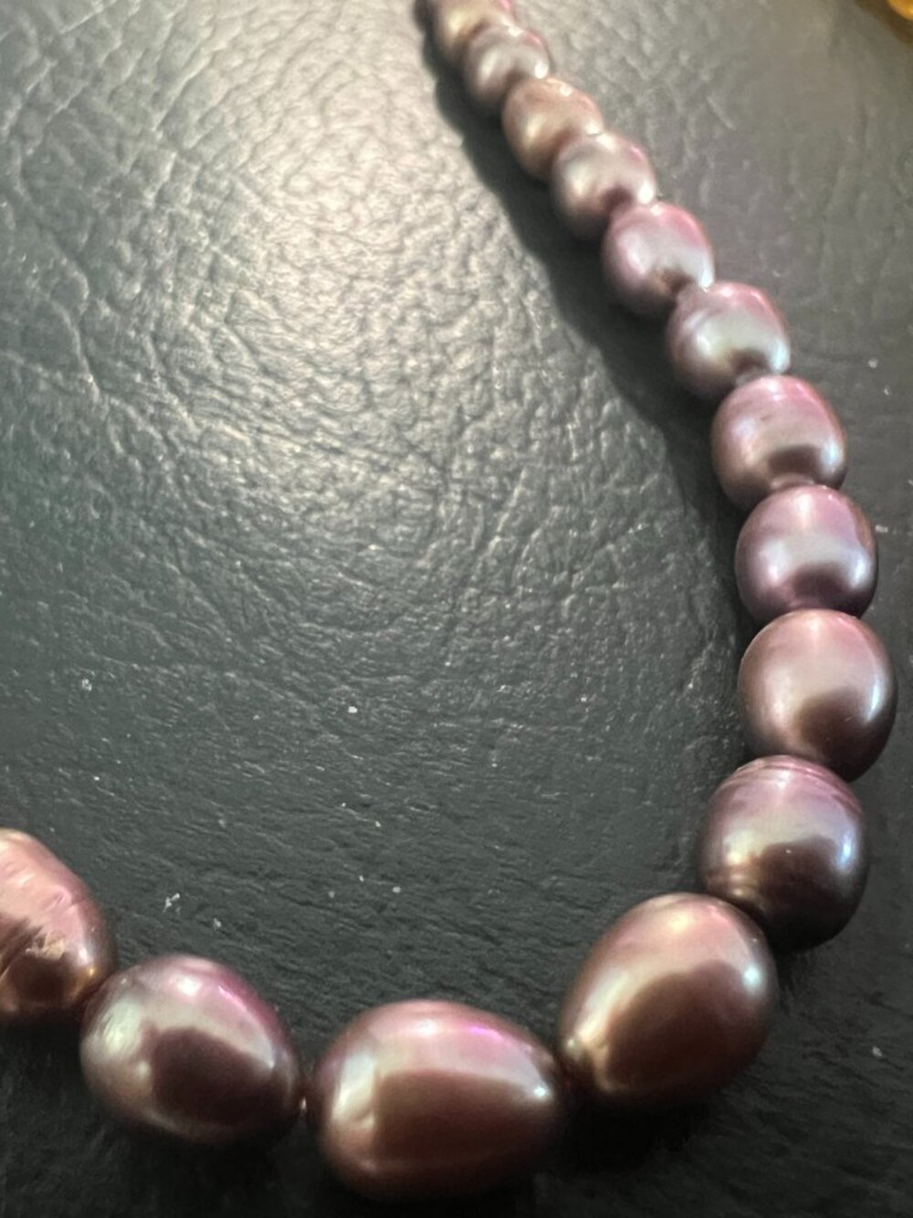 Natural pink purple pearls necklace with silver clasp